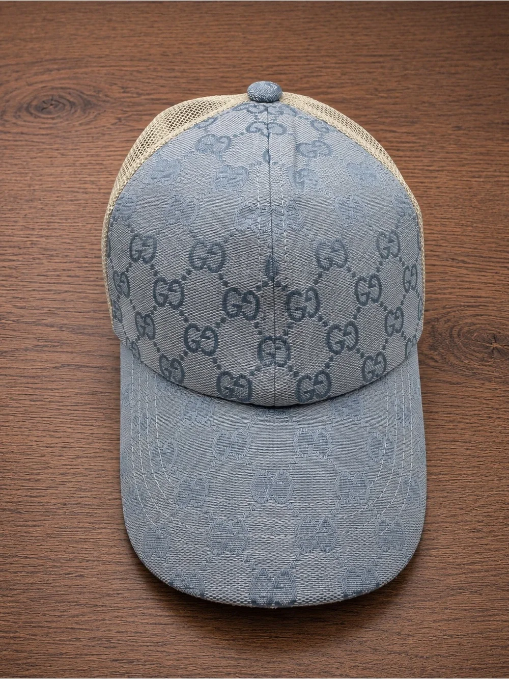 Gucci GG Monogram Mesh Back Baseball Cap Blue - Size M